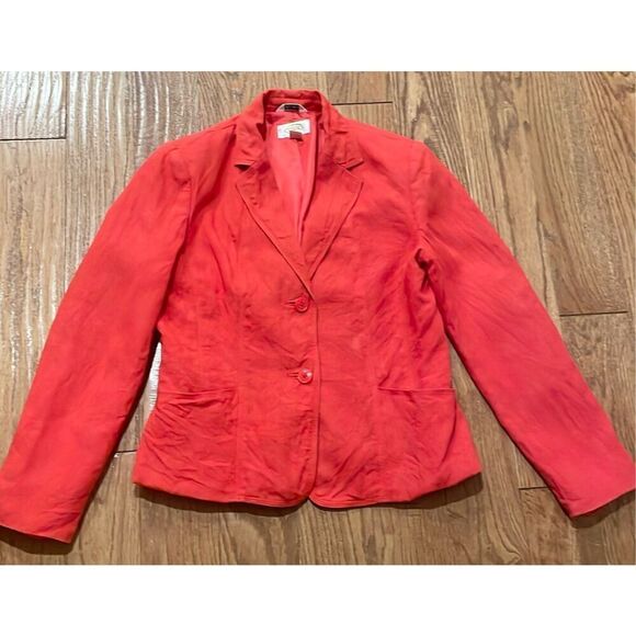 Talbots 100% linen red collared blazer size 8 - Picture 2 of 10